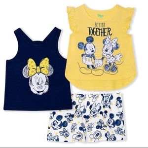 Mickey Mouse & Minnie Mouse 3 Piece Shorts set